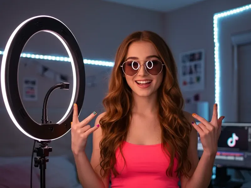 Recording content Social media influencer